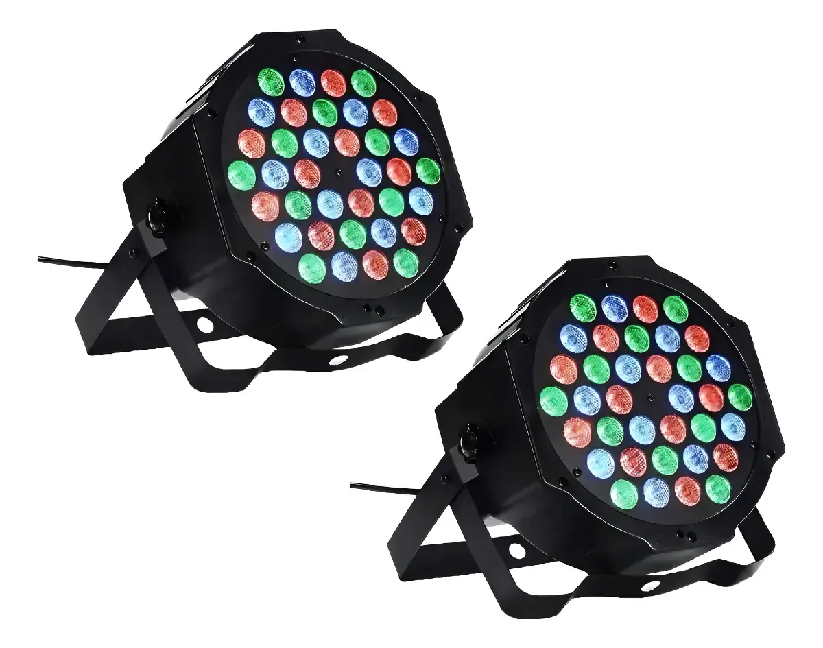 Pack 2 Focos Luces 36 LED RGB DMX Audio Rítmico DJ Fiesta