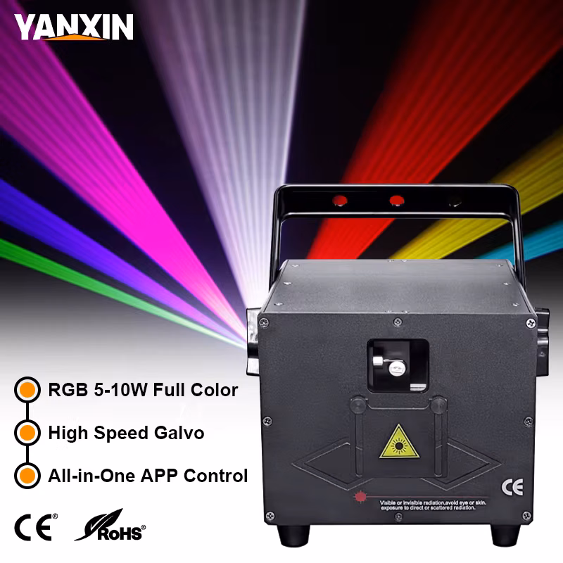 Luz Láser de Animación RGB 5W/10W con Control Bluetooth, DMX y DJ