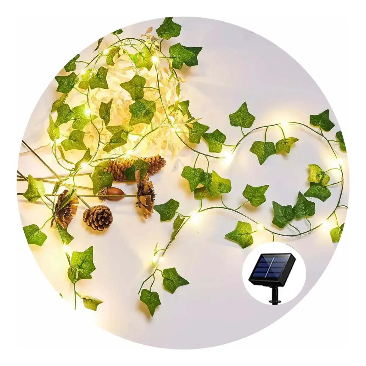 Guirnalda de Hojas de Hiedra Artificial LED Solar 4 m Luz Cálida