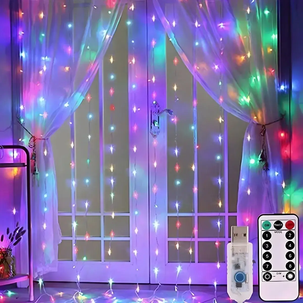 Cortina de Luces LED Guirnalda Multicolor Decorativa