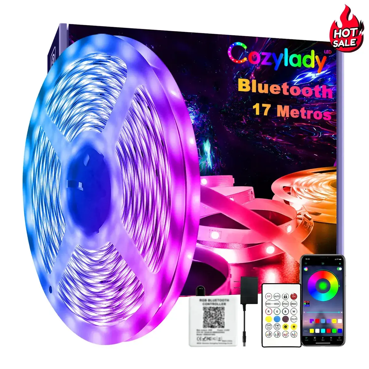 Tira LED RGB Flexible Bluetooth Cozylady 17 Metros