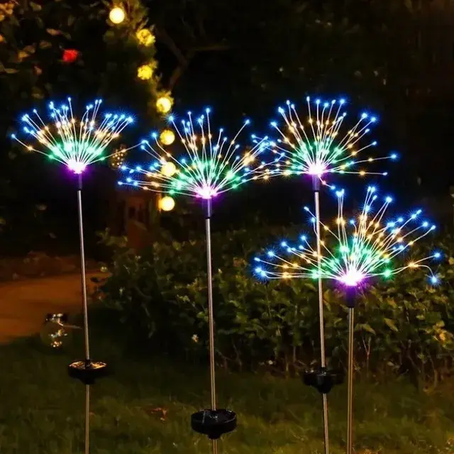Pack 2 Luces LED Solares Diente de León Decoración Navidad Jardín Multicolor