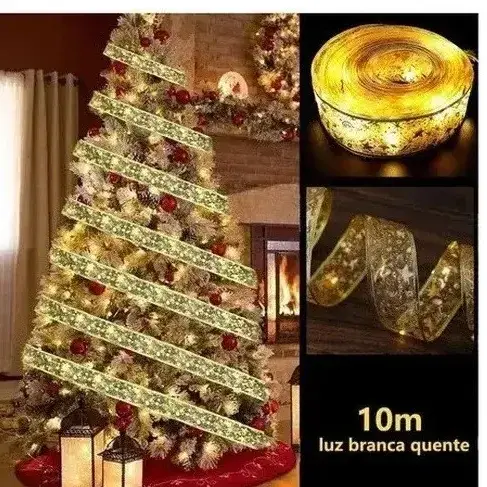 Lazo Luces LED Navideñas 10m para Decorar Árboles