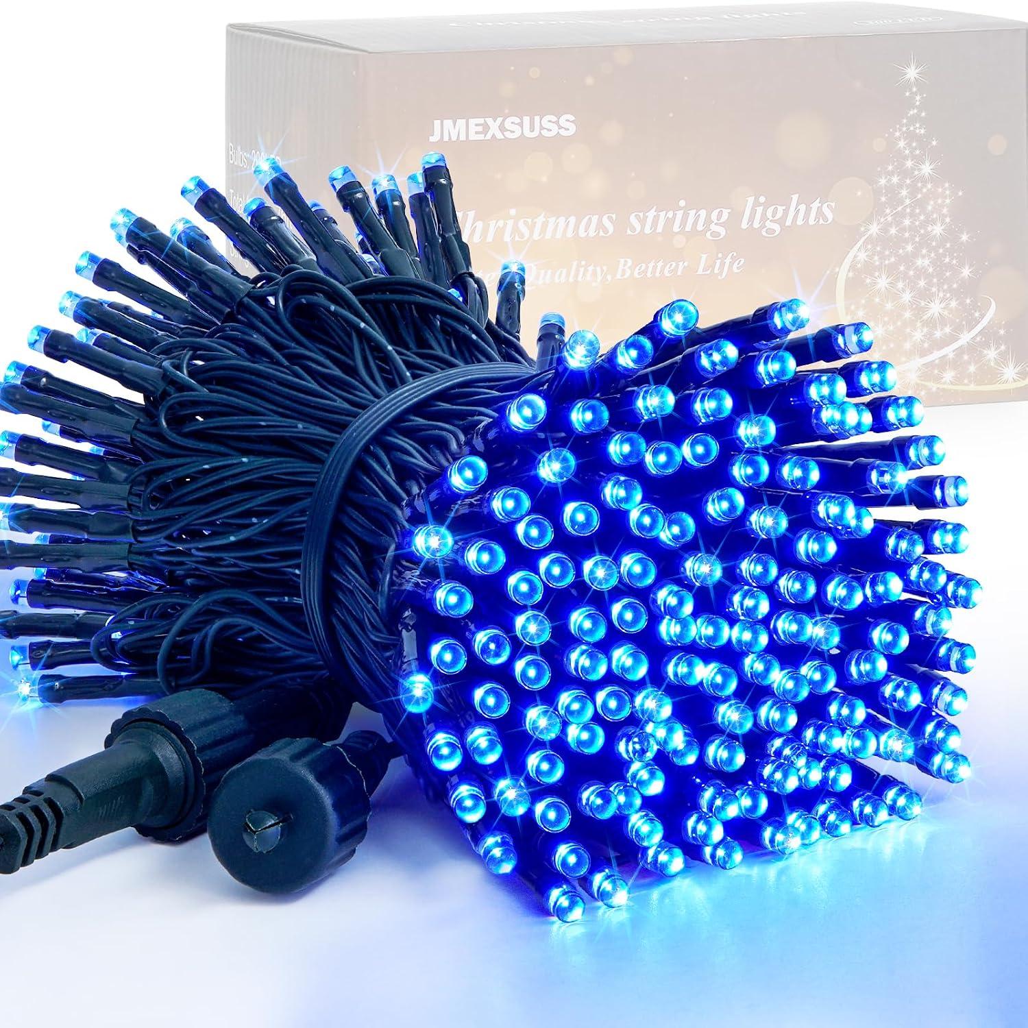 Guirnalda LED 200 Luces Azules para Árbol de Navidad JMEXSUSS