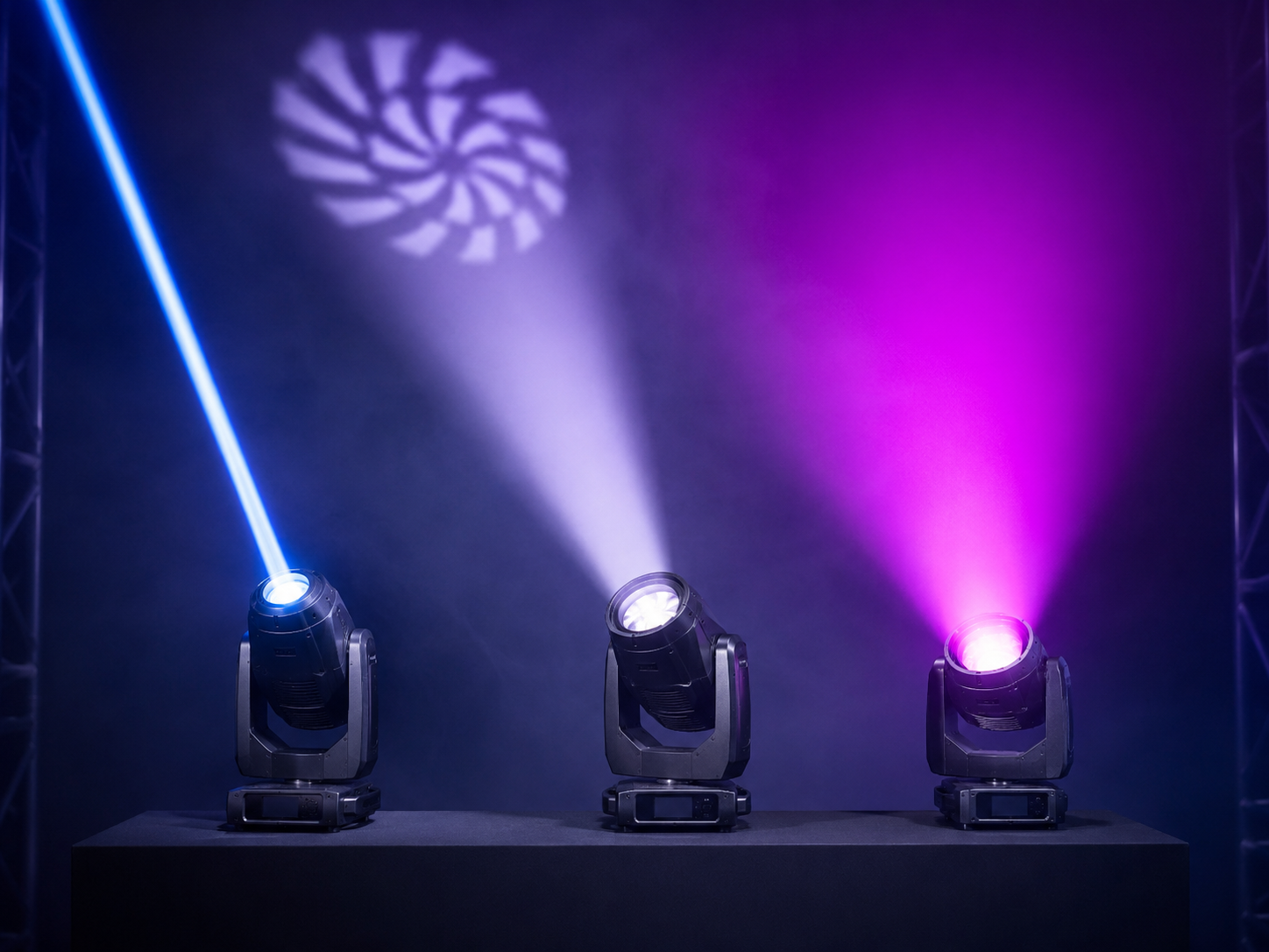 Selección de luminarias Beam, Spot y Wash para iluminación profesional de eventos