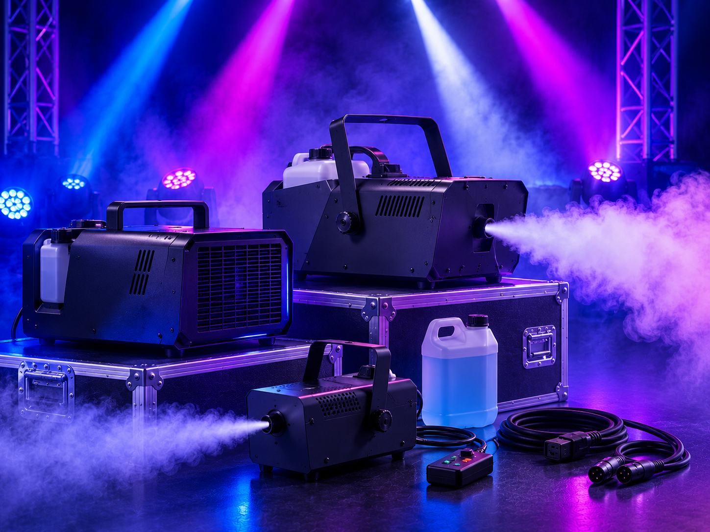 Máquinas de haze y humo para hacer visibles los efectos de iluminación