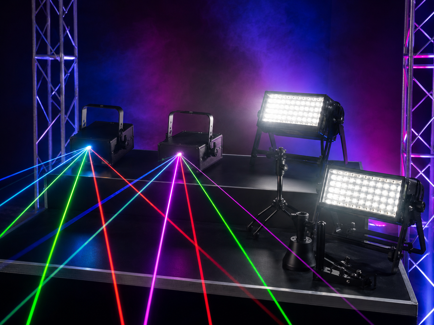 Luces láser y estrobos LED para efectos de fiestas, DJs y eventos