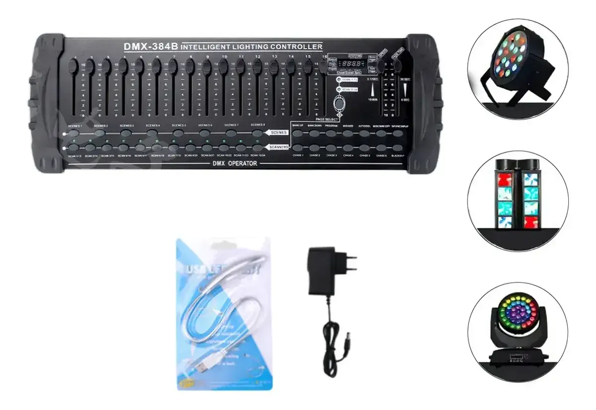Controlador DMX 512 Canales Luces DJ Consola 384 con Línea