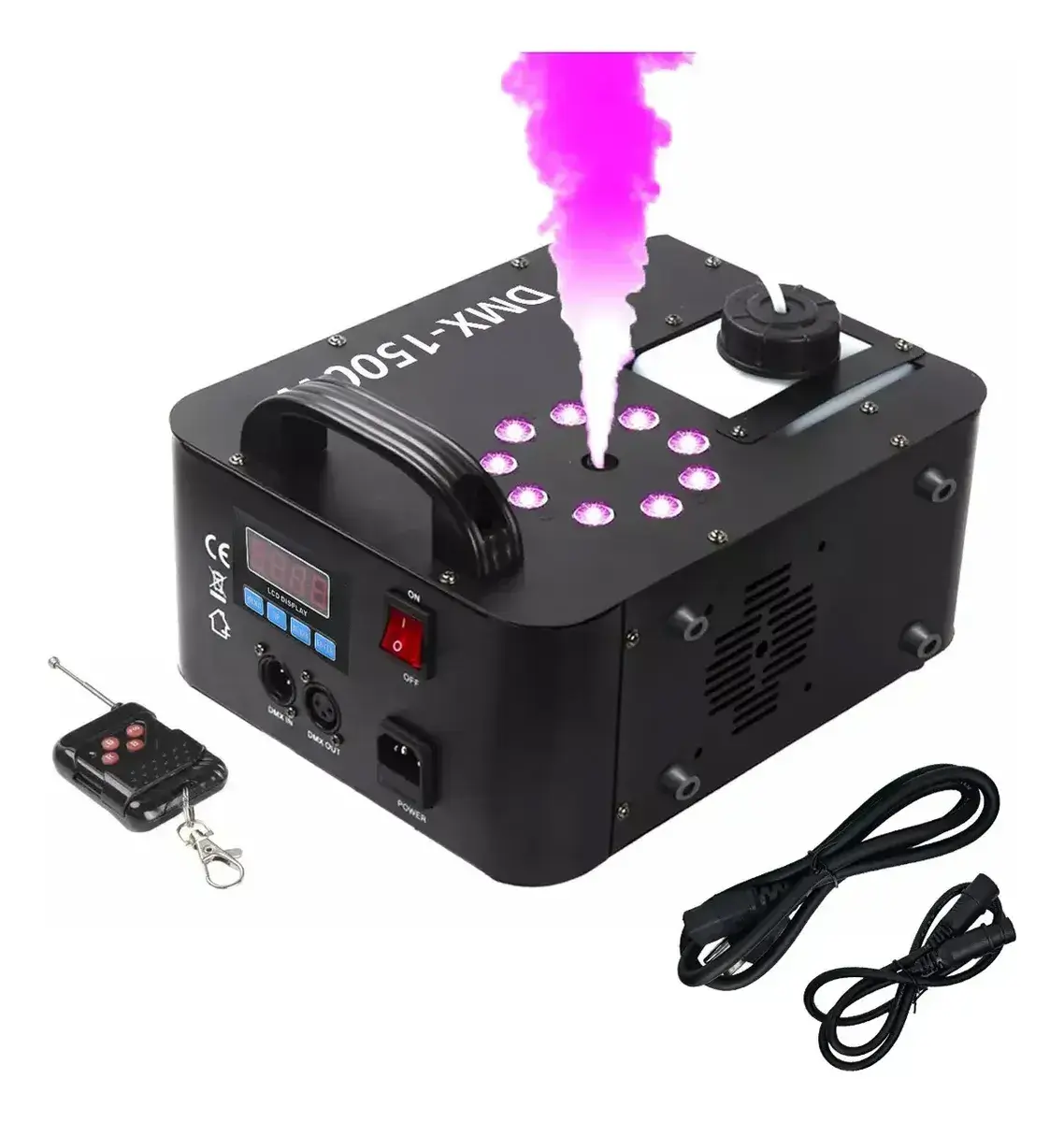Máquina de Humo DMX 1500W 9 LED RGB con Control Remoto