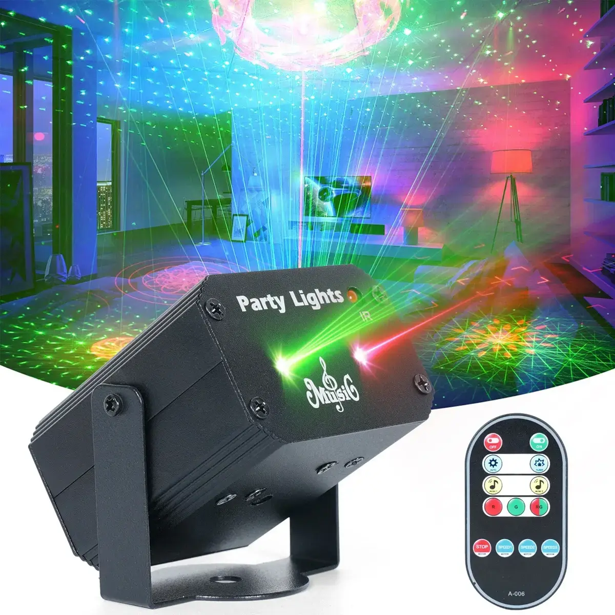 DJ Disco Light LED Láser Fiesta Luces Patrón de Luces RG