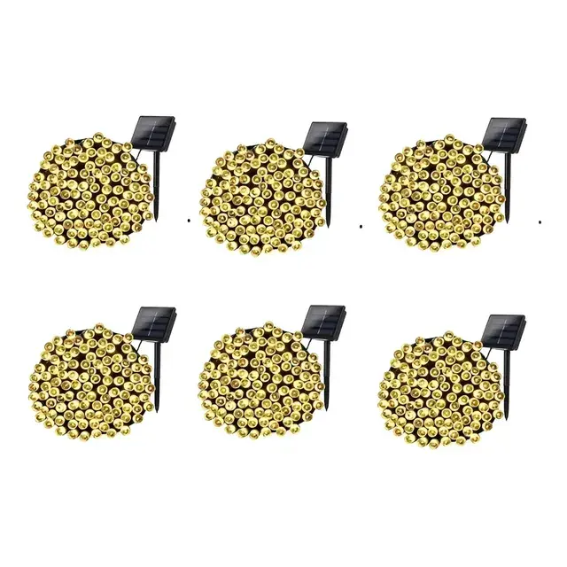 Pack Guirnalda de Luces LED Solares para Navidad, 10 Metros y 100 Luces Cálidas