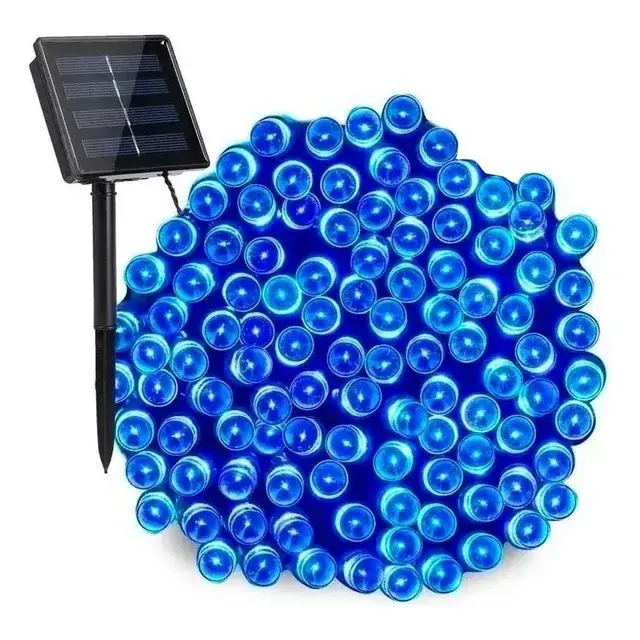 Luces Guirnalda Solar 10 Metros 100 LED Azul Navidad