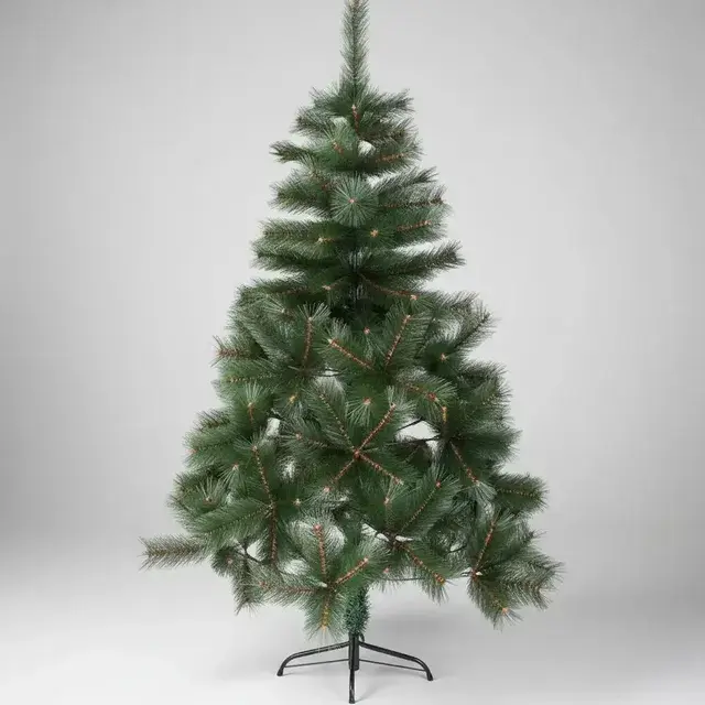 Árbol de Navidad 210cm Tipo Pino PVC con Soporte Metálico Verde Oscuro